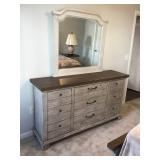 Vaughn Basset Rustic White Dresser with Mirror