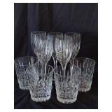 4 Crystal Tumblers & 5 Crystal Wine Glasses