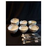 12 Portmeirion Noodle Bowls & Chop Sticks