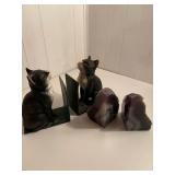 Cast Iron Cats & Geode Bookends