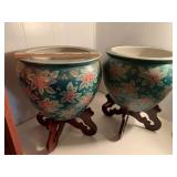 Large Asian Planters w/Stand