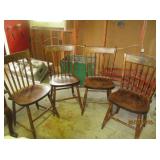 set of 4 plank bottom chairs