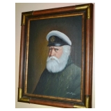 Old Nautical Captain Oil on Canvas