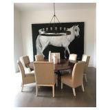 Bevan Funnell English dining table, TCS designer custom chairs and custom horse painting by Marsha O