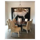 Bevan Funnell English dining table, TCS designer custom chairs and custom horse painting by Marsha O