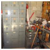 BANK OF 18 STORAGE LOCKERS, STEEL CONSTRUCTION