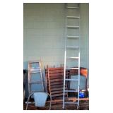 ALUMINUM EXTENSION LADDER, WOOD STEPLADDER