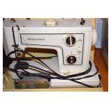 KENMORE SEWING MACHINE- includes Case, Sewing Cabinet, Patterns, extras