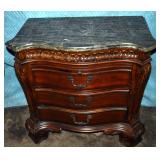 Faux Marble Matching Night Stand with drawers and pull-out drink tray
