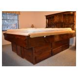 Beautiful Pedestal Storage Base Queen Bed with Reversible Mattress. NICE!!