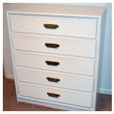 WICKER LOOK SOLID WOOD CHEST, 5 DRAWERS