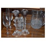 CRYSTAL IN THE CHINA CABINET. CANDLESTANDS ARE SHANNON CRYSTAL FROM IRELAND