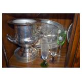 CONTENTS OF CHINA CABINET. CRYSTAL AND SILVERPLATE WARES