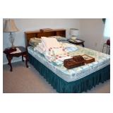 VINTAGE WOODEN BED, BOOKCASE HEADBOARD. MCM.