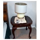 UNIQUE LEOPARD DESIGN SHADE ON THIS NICE LAMP. 1 OF 2 LAMP TABLES SHOWN.