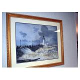 CLAUDE MONET PAINTING OF LIGHTHOUSE AND OCEAN