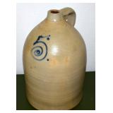 J. Fisher 5 gallon stoneware Jug, signed