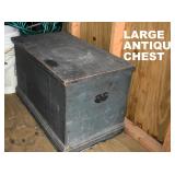 LARGE ANTIQUE CHEST w/BUILT-IN BOX INSIDE 