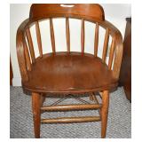 ANTIQUE ARMCHAIR WITH WIRE STRETCHER BASE