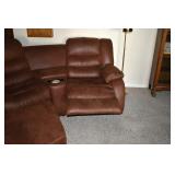 SHOWING A RECLINER END AND A DRINK TABLE SECTION