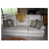 WHITE LEATHER DOUBLE RECLINER SOFA. NICE!