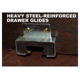 CRAFTSMANSHIP ON THE DRAWERS IS IMPRESSIVE. STEEL REINFORCED DRAWER SLIDES.