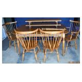 TABLE, 6 CHAIRS, 2 LEAFS, CENTER SUPPORT FOR TABLE