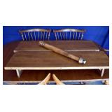 2 EXTENSION LEAFS, CENTER SUPPORT LEG FOR TABLE WHEN EXTENDED