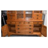 CREDENZA DOORS OPEN, SHOWING DRAWERS AND DOORS ON BOTH PIECES