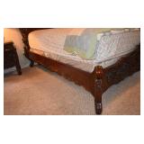 SIDE RAILS AND CORNER POSTS OF BED ARE CARVED, TOO