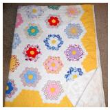 EARLY AMERICAN HAND STITCHED QUILT #3, SNOWFLAKE PATTERN