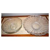 2 LARGE VINTAGE GLASS PLATTERS SELL AS ONE LOT