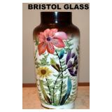 TALL BRISTO VASE, HAND PAINTED