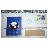 1st DAY POSTAL COVER, 1975 PIONEER/JUPITER MISSION STERLING SILVER LARGE MEDALLION 