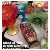 SELECTION OF MID CENTURY COLORED ART GLASS