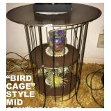 VERY UNUSUAL "BIRD CAGE" THEMED OCCASIONAL TABLE, 2 SHELVES IN THE CAGE
