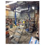 STAIRCASE ROLLING LADDER w/SAFETY RAILS