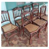 GROUP OF SEVEN CANE SEAT CHAIRS