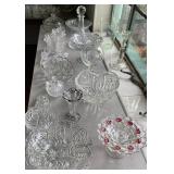 TABLE FULL OF GLASSWARE TREASURES