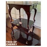 TRIO OF CHERRY FINISH LIVING ROOM TABLES