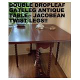 DBL GATELEG DROPLEAF TABLE, JACOBEAN TWIST LEGS