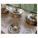 ELEGANT COVERED SERVERS WITH PYREX GLASS BOWLS INSIDE