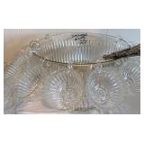 ELEGANT GLASS PUNCH BOWL WITH CUPS AND LADLE