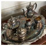 GORHAM "CHANTILLY" TEA SERVICE WITH LARGE TRAY