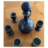 CLOISSONE DECANTER WITH 6 CUPS/GLASSES
