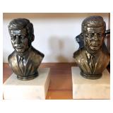 MARBLE BASE PRES J. F. KENNEDY BRONZE FINISHED BOOKENDS