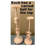 CARVED BONE!! A CARVED MULTI-LAYER BALL GOES ATOP EACH OF 3 PEDESTALS
