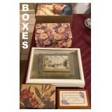 BOXES. THE ONE ON FRONT RIGHT IS A MUSIC BOX