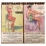 1950 CALENDAR NOTEPADS FROM BERTRAND ISLAND AMUSEMENT PARK. ART BY K O MUNSON