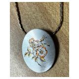 REED & BARTON "DAMASCENE" PENDANT ON CHAIN